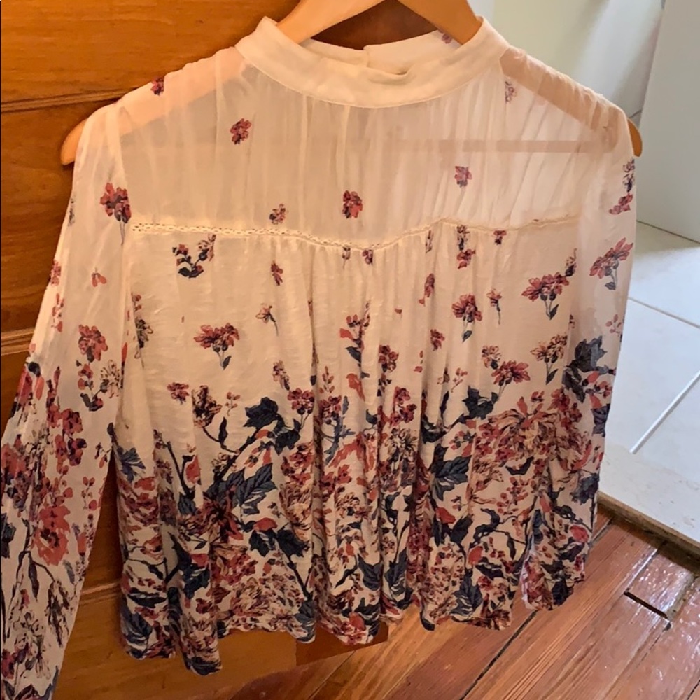 Lucky Brand Floral Cut-sleeve Blouse Medium